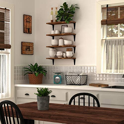 ONIJA  Shelves for Wall Storage, Wood Wall Shelves for Kitchen Organization and Storage, Wall Shelf Set of 4