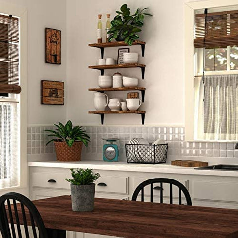 ONIJA  Shelves for Wall Storage, Wood Wall Shelves for Kitchen Organization and Storage, Wall Shelf Set of 4