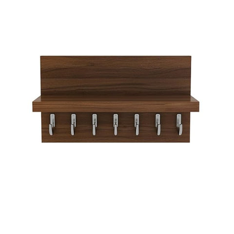 ONIJA Sheesham Wood Key Stand for Wall | Wooden Key Holder for Home | Key Hanger | Home Decorative Keychain Holder with 7 Hooks | Natural Finish