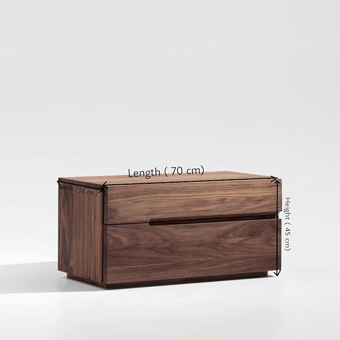 ONIJA Sheesham Wooden Bedside Table with 2 Drawer Set of 1 | Bedside Table Wooden Lamp Table | Home & Office Furniture | Bedroom Furniture | Bedroom Decor | Walnut Finish