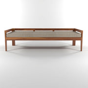 Modern Wooden 3 Seater Sofa Bench with Grey Cushion