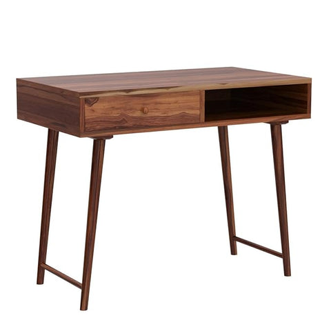 ONIJA Sheesham Wood Reading Writing Study Table Laptop Computer Workstation Desk for Home Office Students with Drawer Storage Desktop Counter Table (Teak Finish)