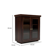 ONIJA Sheesham Wood Bookcase Cabinet with Glass Doors