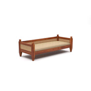ONIJA Solid Sheesham Wood Diwan Sofa with Cane Rattan Backrest & Cushioned Seat