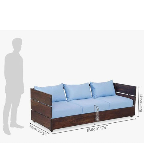 ONIJA Sheesham Wooden 5 Seater Sofa Set for Living Room | Rosewood 5 Seater Cushion Sofa Set (3+2 Seater)