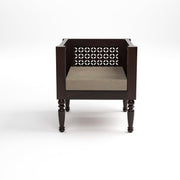 Dark Brown Carved Wooden Accent Chair