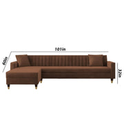 Brown L-Shaped Sofa with Chaise | Modern Sectional Sofa