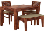 Solid Wood Dining Table Set with 4 Chairs & Bench
