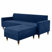 Modern Navy Blue L-Shaped Sectional Sofa