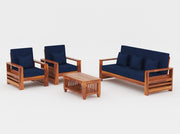 ONIJA Solid Sheesham Wooden 5 Seater Sofa Set for Living Room, 3+1+1 Seater Sofa Sets Honey Finish