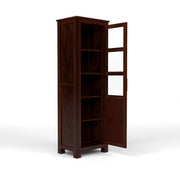ONIJA Solid Sheesham Wood Bookshelf with Acrylic Glass Door