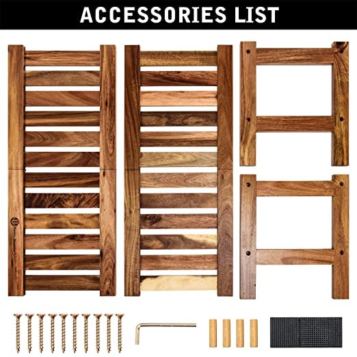 ONIJA Sheesham Wood Shoe Rack, Natural, Entryway, Stackable, Small, Stand, Free Standing, 27 X 68 X 29 cm