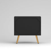 ONIJA Wooden Bedside Table for Bedroom | Wooden Bed Side Nightstand Lamp Table with 2 Drawers (B-Black)