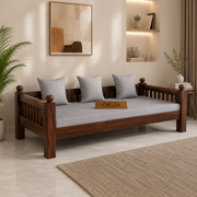 ONIJA Sheesham Wood Sofa 3 Seater Sofa Diwan Bed