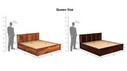 Avrox Sheesham Wood Queen Size Bed With Storage (Walnut Finish)