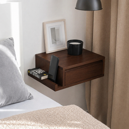 Onija Modern Wall Mounted Wooden Bedside Table with Drawer