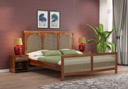 Kathanx Sheesham Wood Queen Size Bed Without Storage (Honey Finish)