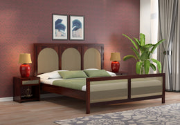 Kathanx Sheesham Wood Queen Size Bed Without Storage (Walnut Finish)