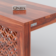 Onija Sheesham Wood Center Table With Stools (Natural Finish)
