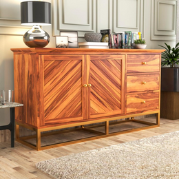 Ulventhor Sheesham Wood Cabinet and Sideboard (Honey Finish)
