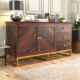 Ulventhor Sheesham Wood Cabinet and Sideboard (Walnut Finish)