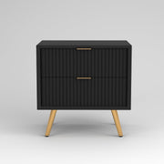 ONIJA Wooden Bedside Table for Bedroom | Wooden Bed Side Nightstand Lamp Table with 2 Drawers (B-Black)