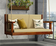 ONIJA Wooden Garden Zula Swing Hammock Chair Wooden Hanging Swings | Jhula for Balcony, Sheesham Wood Indoor Outdoor