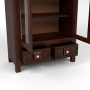 ONIJA Sheesham Wood Book Cabinet with Acrylic Glass Doors