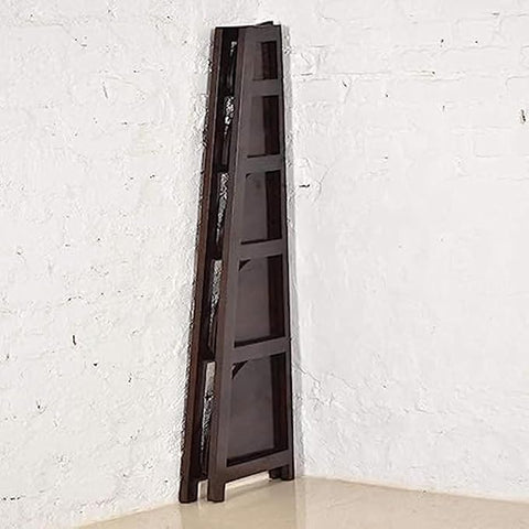 ONIJA Corner Book Shelf | 5 Shelves for Home | Sheesham Wood Wall Shelf for Living Room Kitchen Bathroom | Walnut Finish