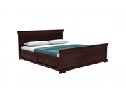Lavorian Sheesham Wood Queen Size Bed With Storage (Walnut Finish)