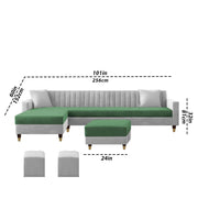 L-Shaped Sofa Set – Green & Grey