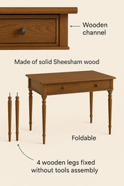 ONIJA Wood Study Desk With 2 Drawers