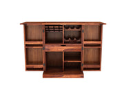 ONIJA Wooden Bar Cabinet | Home Bar Furniture with Wine Rack & Drawer | Honey