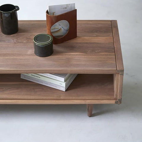 ONIJA  Wooden Coffee Table, Rectangle Sofa Center Table for Living Room | Rectangular Coffee Centre Table Shelf Storage