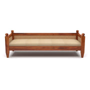 ONIJA Solid Sheesham Wood Diwan Sofa with Cane Rattan Backrest & Cushioned Seat