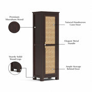 onija Solid Sheesham Wood Wardrobe Cabinet 1  Cane Rattan Door