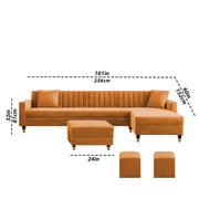 L-Shaped Sofa Set – Orange