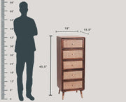 onija Wooden Chest of Drawers with 5 Compartment Storage