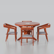 Onija Premium Round Wooden Dining Table Set 4 Seater | Dining Furniture