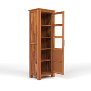 ONIJA Solid Sheesham Wood Bookshelf with Acrylic Glass Door