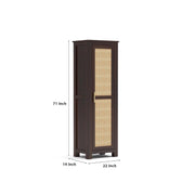 onija Solid Sheesham Wood Wardrobe Cabinet 1  Cane Rattan Door