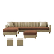 L-Shaped Sofa Set – Beige & Brown