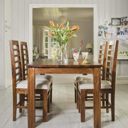 Solid Wood Dining Table Set with 4 Cushioned Chairs