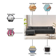Dark Grey L-Shaped Sofa with Chaise | Modern Sectional Sofa