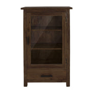 Rustic Solid Wood Glass Door Bookcase Cabinet with Drawer