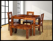 Solid Wood Dining Table Set with 4 Chairs & Bench