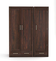 onija Solid Sheesham Wood Wardrobe Space Saving with 3 Door & 3 Drawer