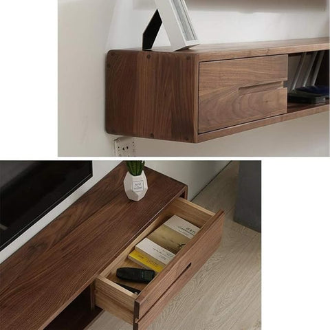 ONIJA Solid Sheesham Wood Entertainment Floating Tv Unit for Living Room | Floating Media Tv Cabinet | Natural Finish