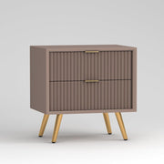 ONIJA Wooden Bedside Table for Bedroom | Wooden Bed Side Nightstand Lamp Table with 2 Drawers (B-Mocha Beige)