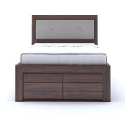 Lorveth Sheesham Wood Single Bed With Storage (Walnut Finish)